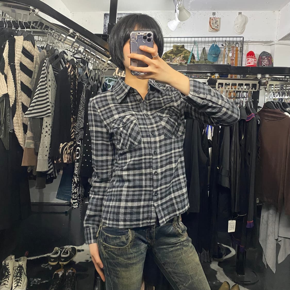 Grazie 슬림핏 포켓 디테일 체크셔츠 상품이미지7