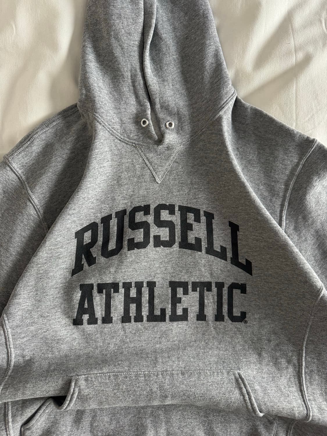 [L] 00s 러셀 애슬레틱 레터링 후드 그레이 상품이미지2