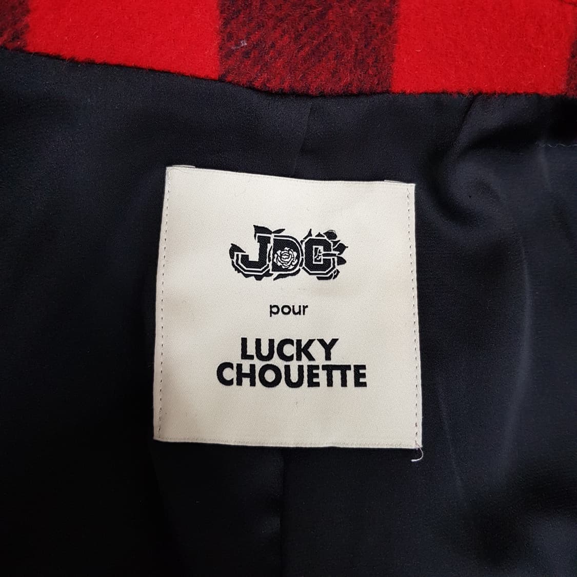 럭키슈에뜨 JDC 콜라보 레드 체크 울 자켓 36사이즈 상품이미지7