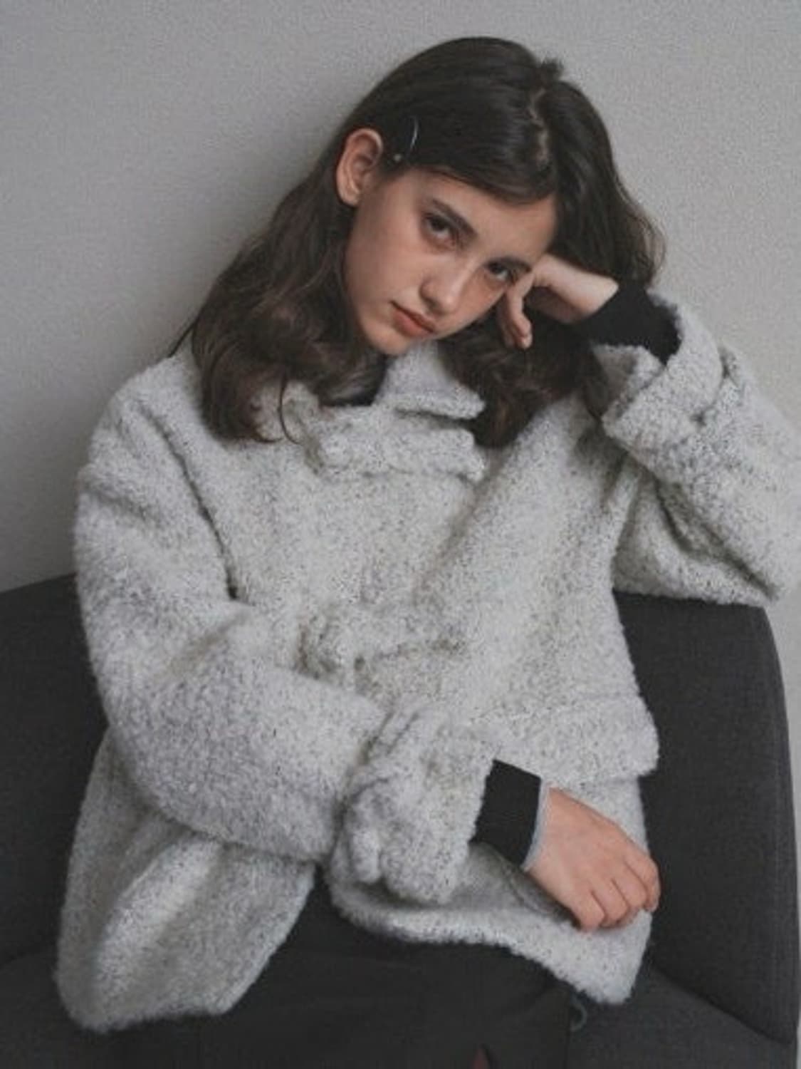 Oro 헤어리 버튼 울 숏 코트 small size 상품이미지5