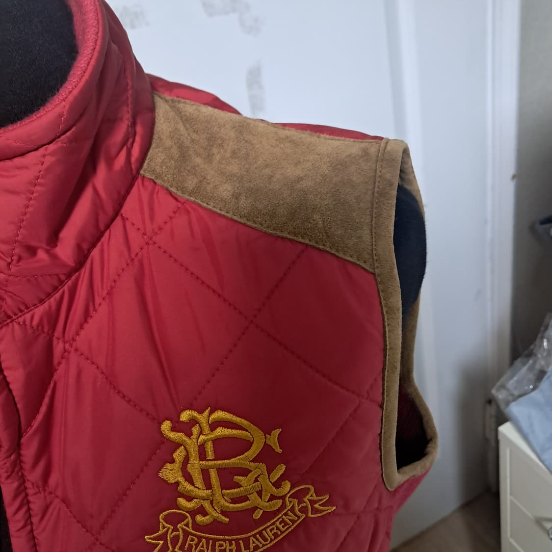 랄프로렌스포츠 여성 퀼팅 자수 스웨이드 베스트 조끼 S 상품이미지6