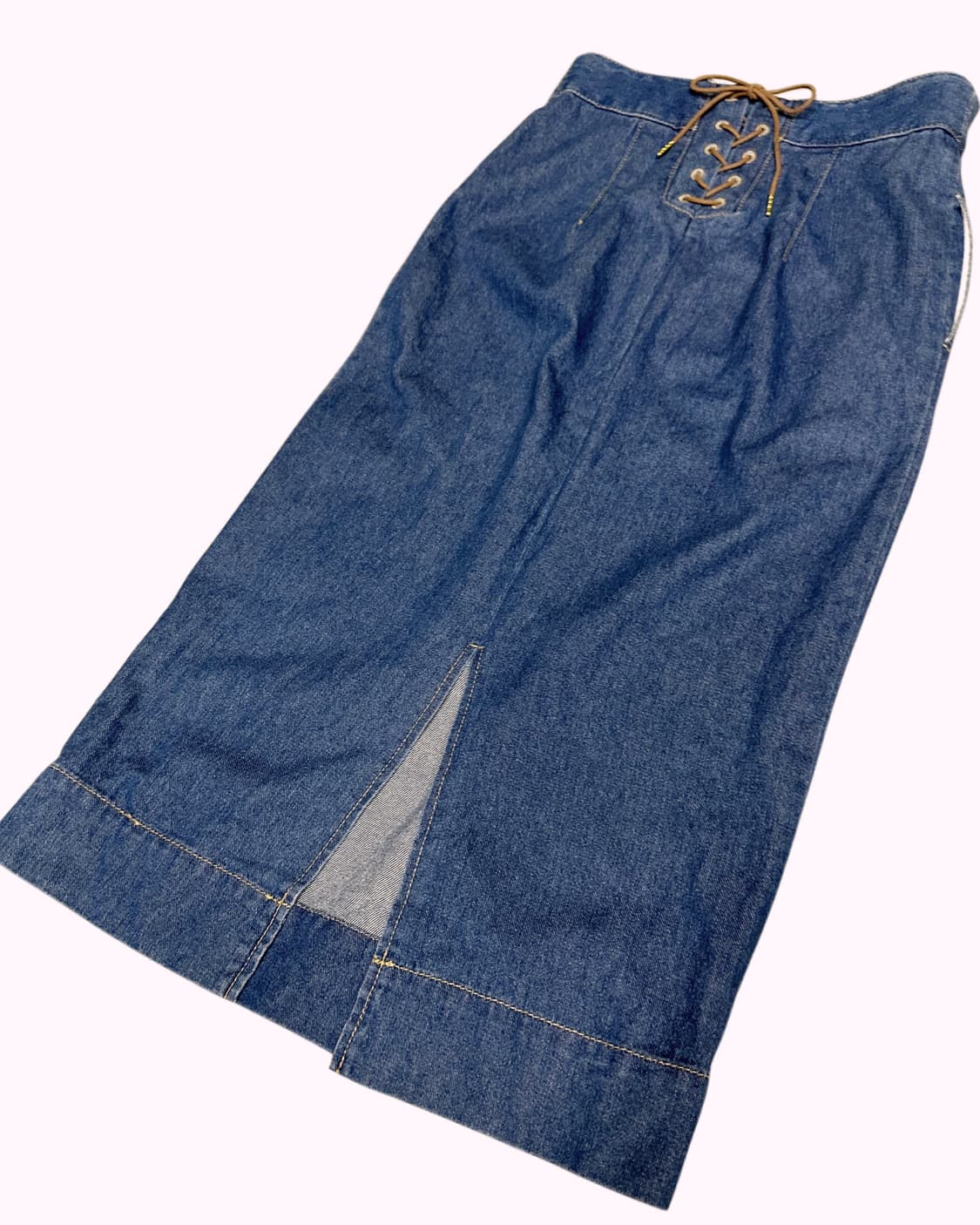 lace-up weist slit denim skirt 상품이미지3
