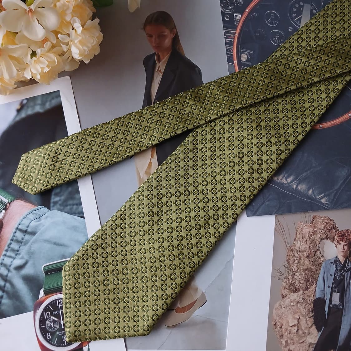 휴고보스 실크 다크그린 자카드 넥타이 9.6cm A+등급 A19387
 상품이미지5