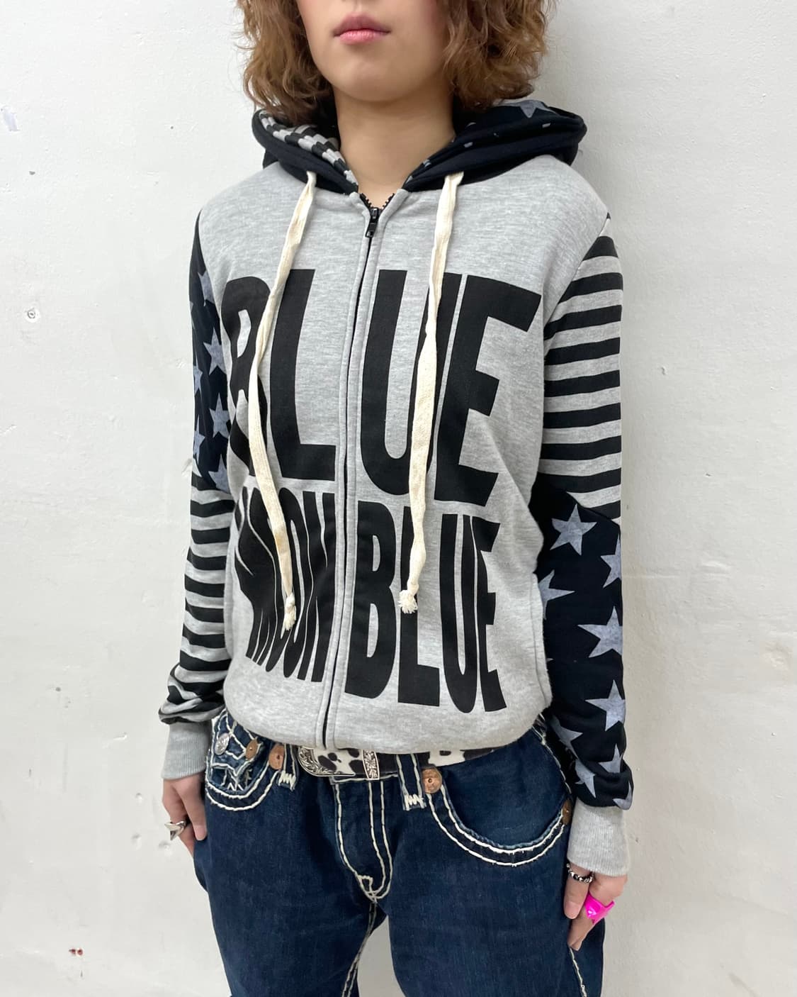 Blue Moon Star Gray Hooded Zip-Up 상품이미지5