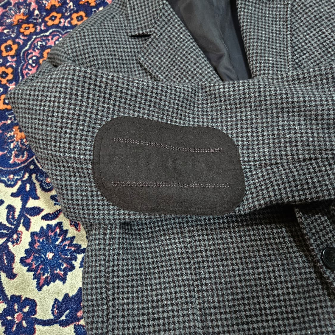 까르트블랑슈 엘보패치 체크 울 블레이저 자켓 105size 상품이미지3