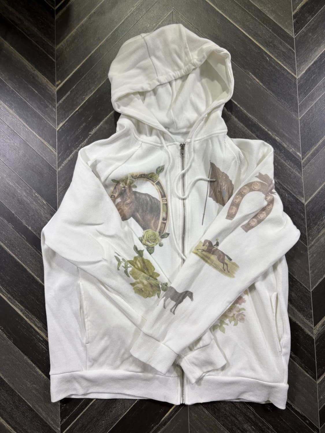 투머치택스 웨스턴 와플 집업 후디 화이트 상품이미지3