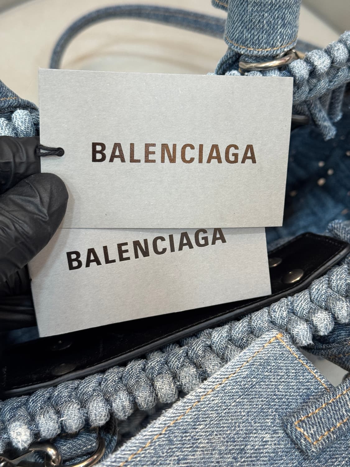 발렌시아가 비스트로 데님 XS 스트랩 토트백  상품이미지6