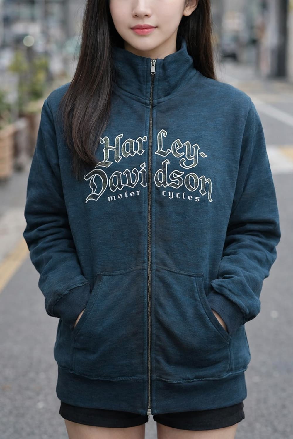 [L] 할리데이비슨 집업 스웻셔츠 맨투맨 백프린트 레터링 빈티지 져지 상품이미지2
