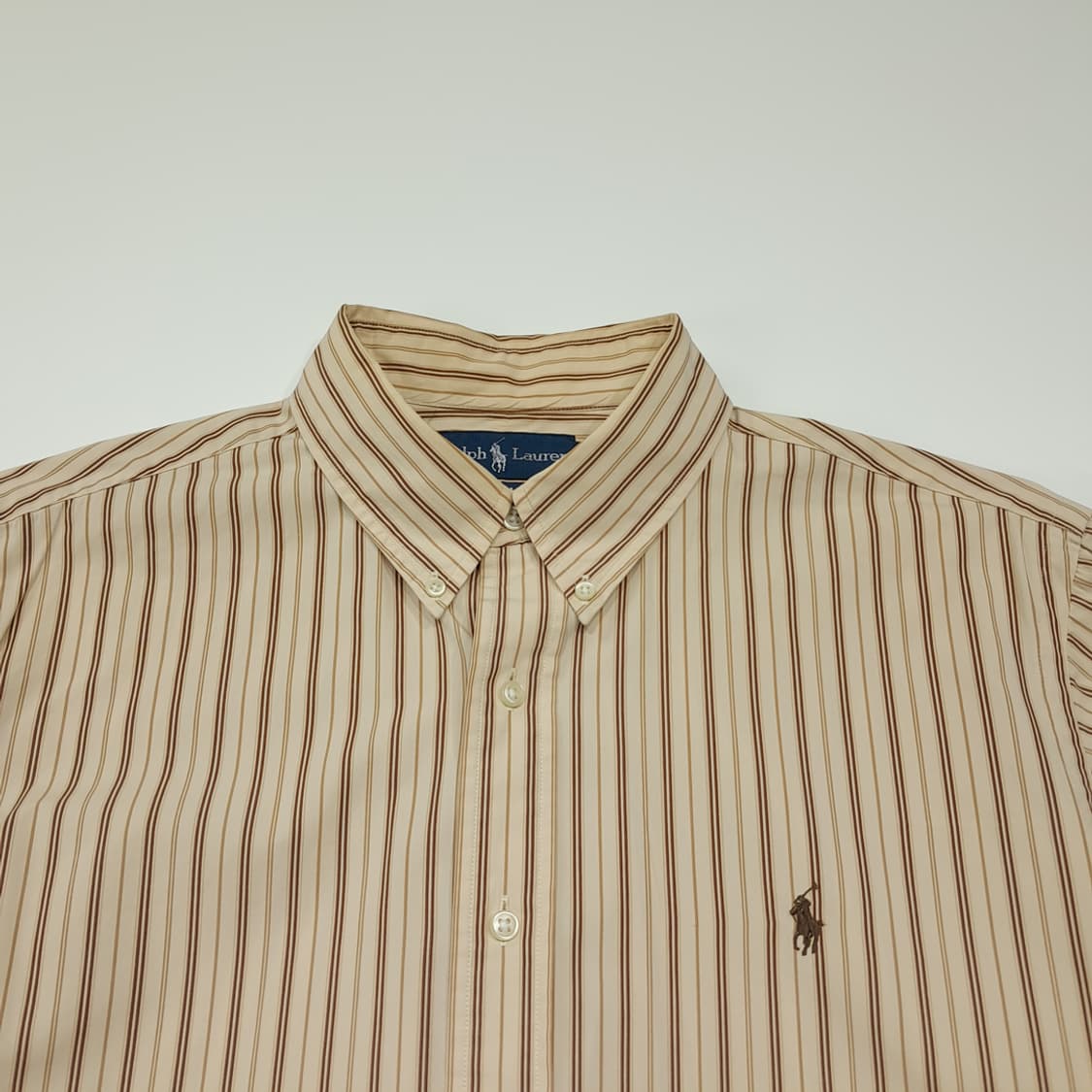 CK071 XL 폴로 00s 카푸치노 브라운 멀티 스트라이프 셔츠 남방 상품이미지2