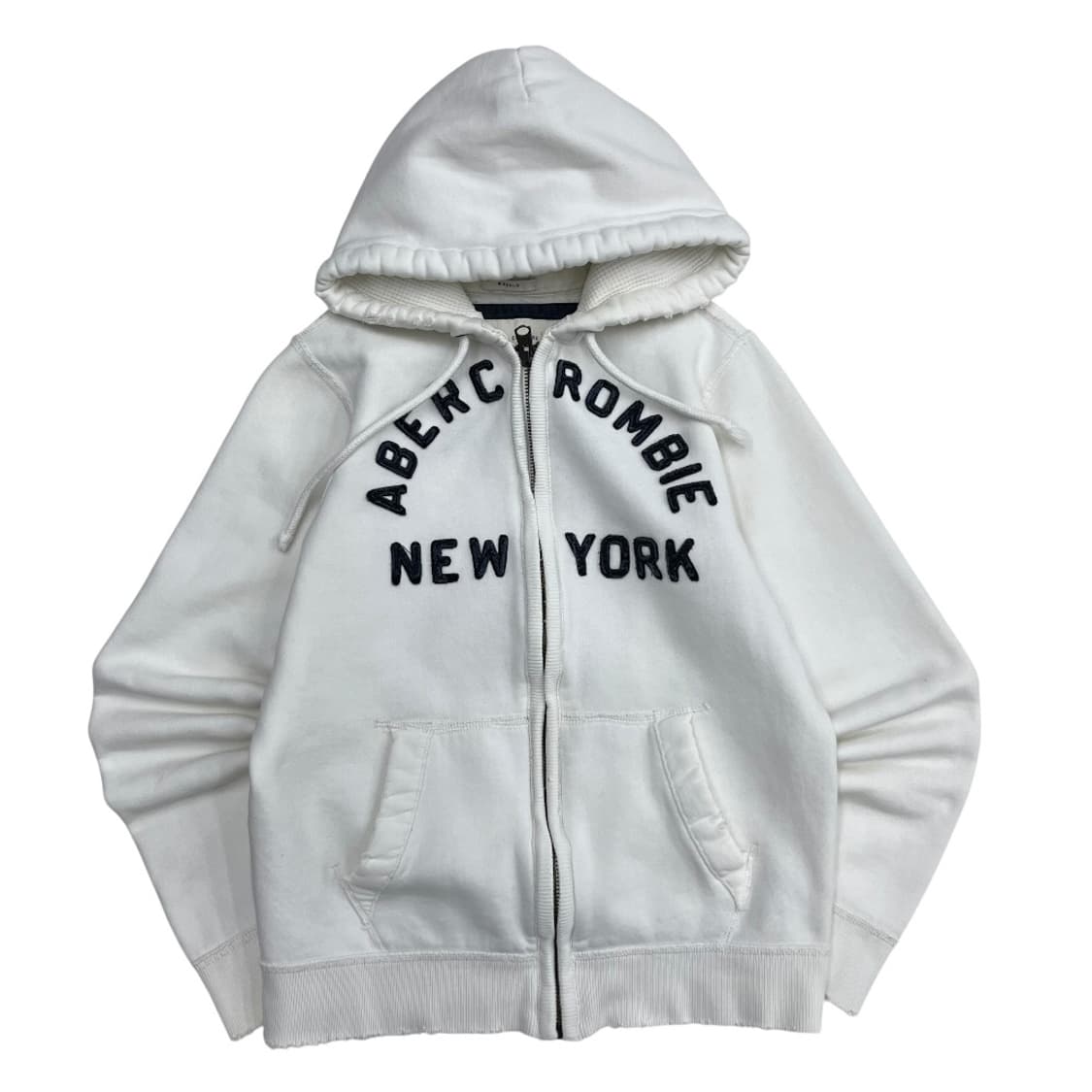 아베크롬비 센터로고 화이트 후드집업 M 상품이미지2