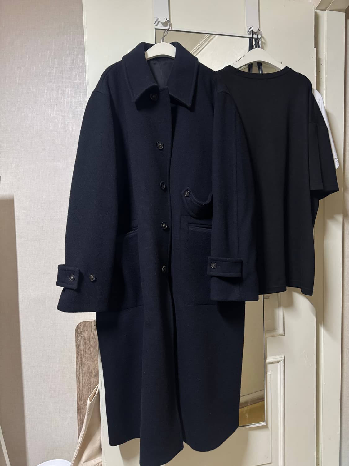 홀리선 울 롱코트 네이비L 상품이미지2