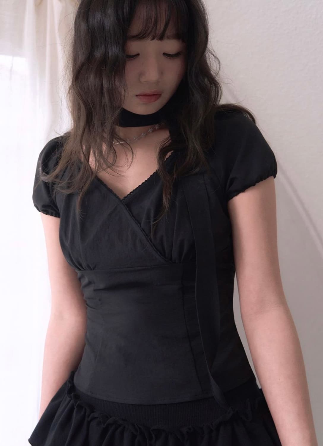 레이즈미야 코우키 타이 랩블라우스 블랙 S 상품이미지2