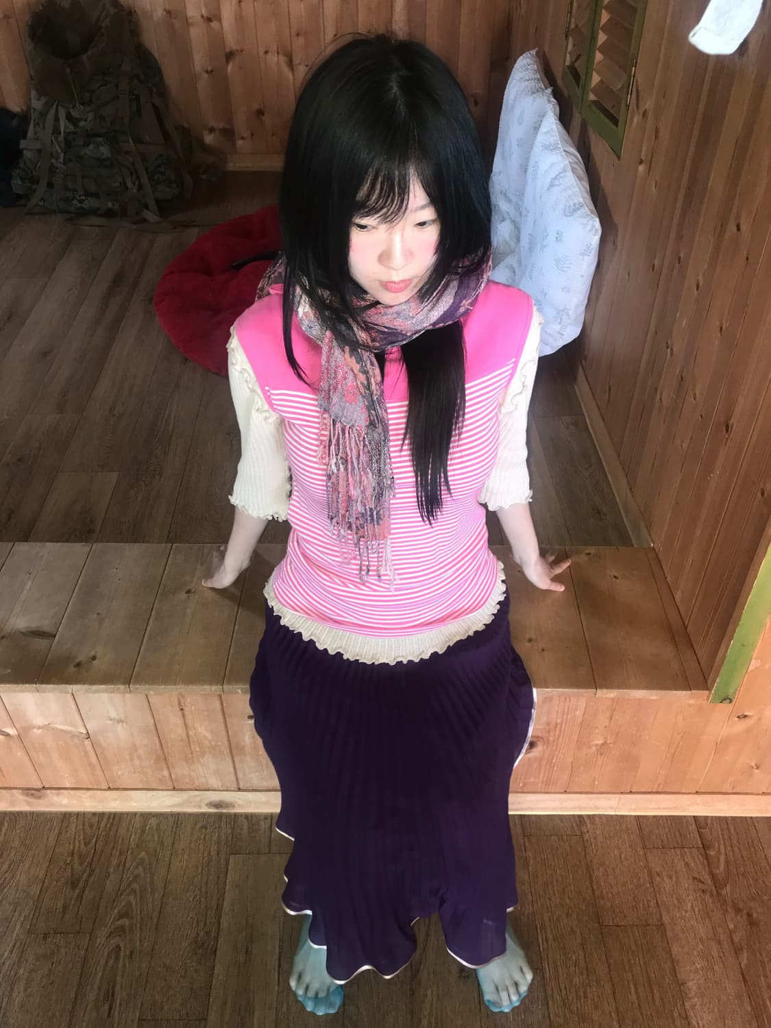 vintage purple pleats skirt 상품이미지7