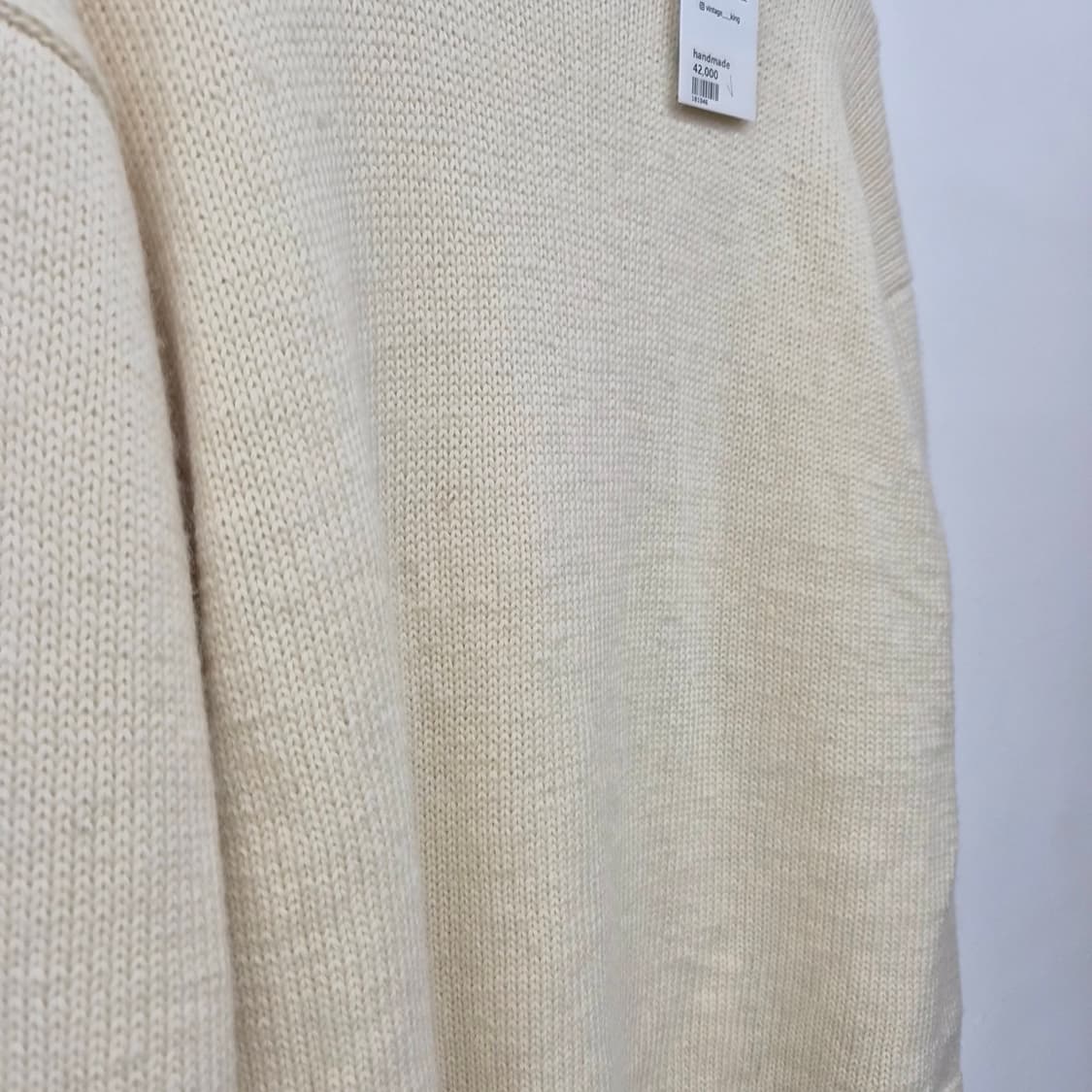 핸드메이드 아이보리색 니트 스웨터 남녀공용 L 상품이미지3