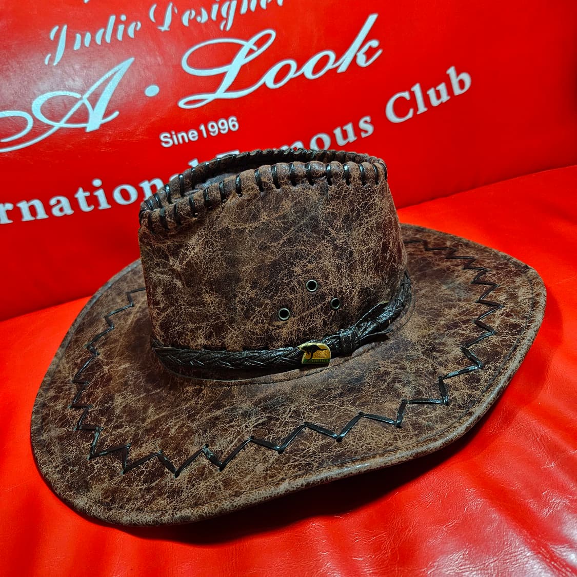 오스트리아 캥거루 가죽 스티치 웨스턴 페도라 57-58호 상품이미지3