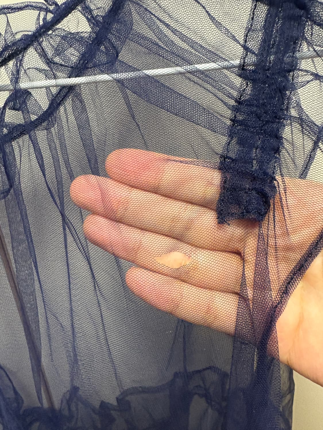 Mesh ribbon ruffle dress(navy) 상품이미지7