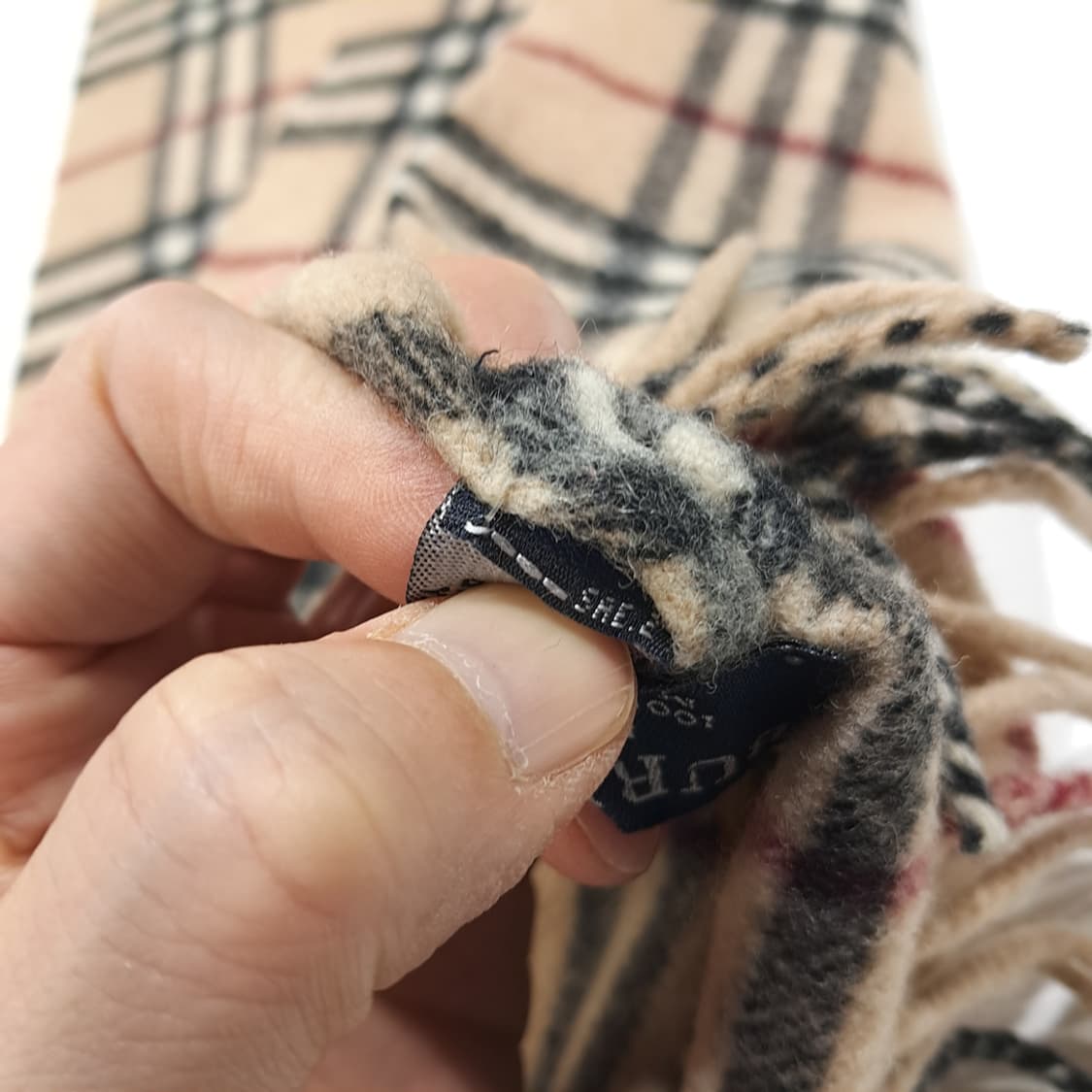 MX471 버버리 00s 영국판 램스울 노바체크 베이지 머플러 목도리 상품이미지5