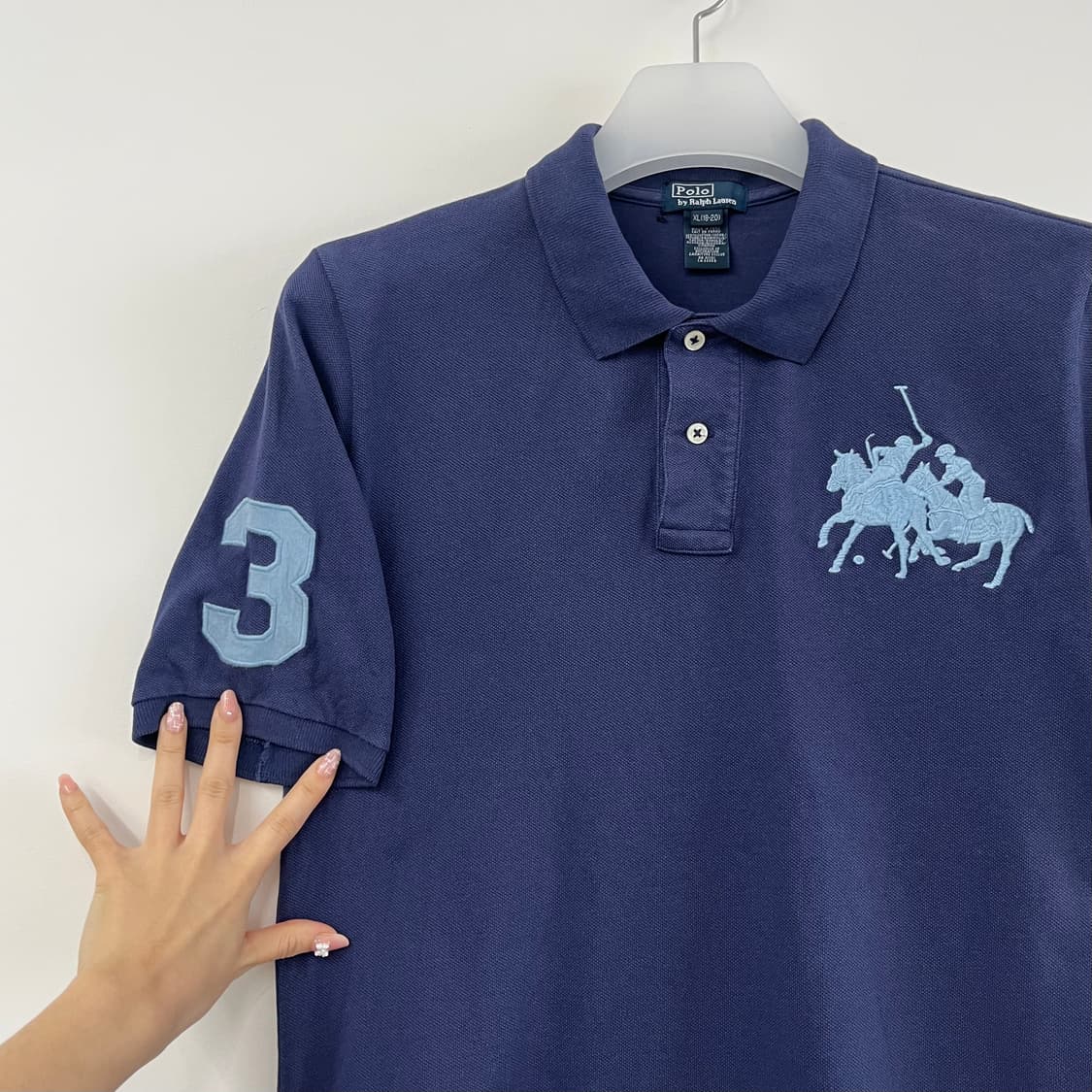 폴로 랄프로렌 하늘색 빅포니 네이비 카라 티셔츠 상품이미지4