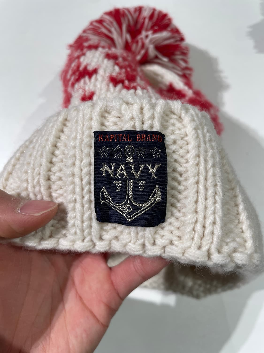 캐피탈 화이트 3G 스노우 패턴 울 니트 캡 상품이미지10