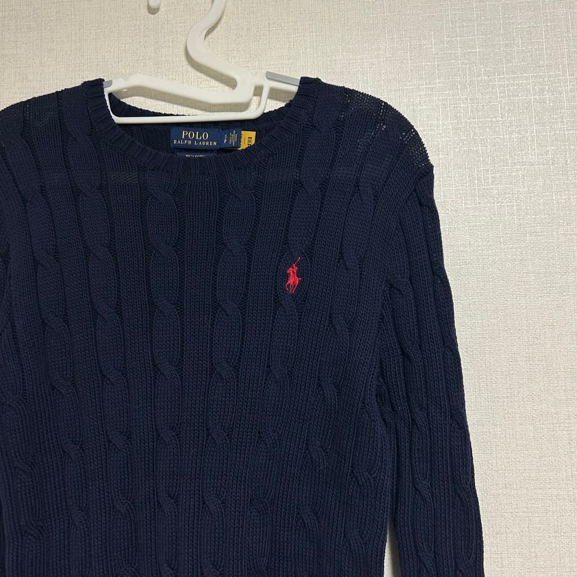 폴로 랄프로렌 신형 큐알 꽈배기 니트 네이비 S  상품이미지4