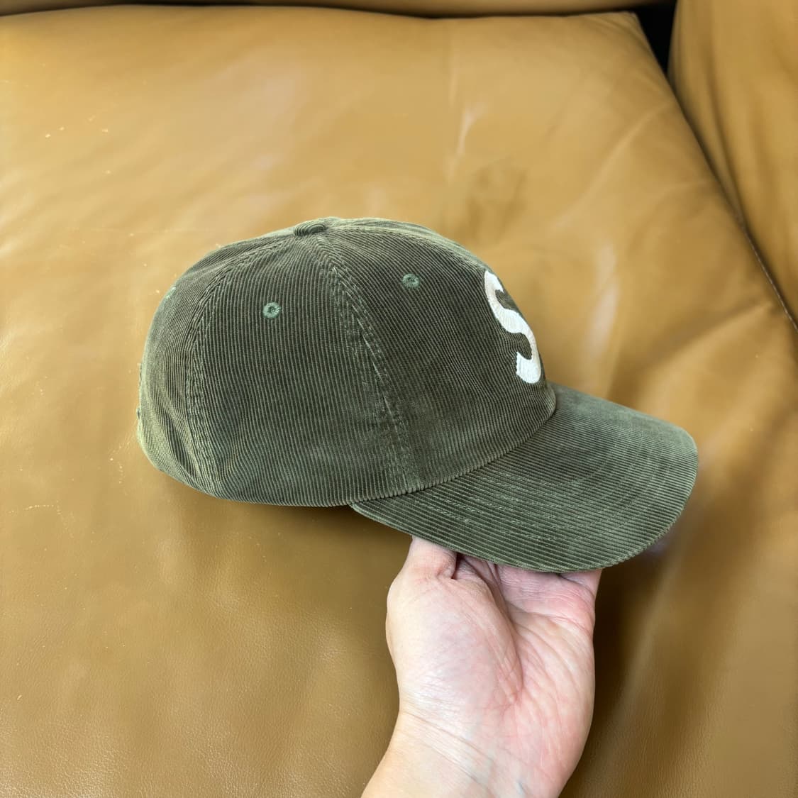 슈프림 S로고 6패널 볼캡 모자 코듀로이 올리브 카키 상품이미지3