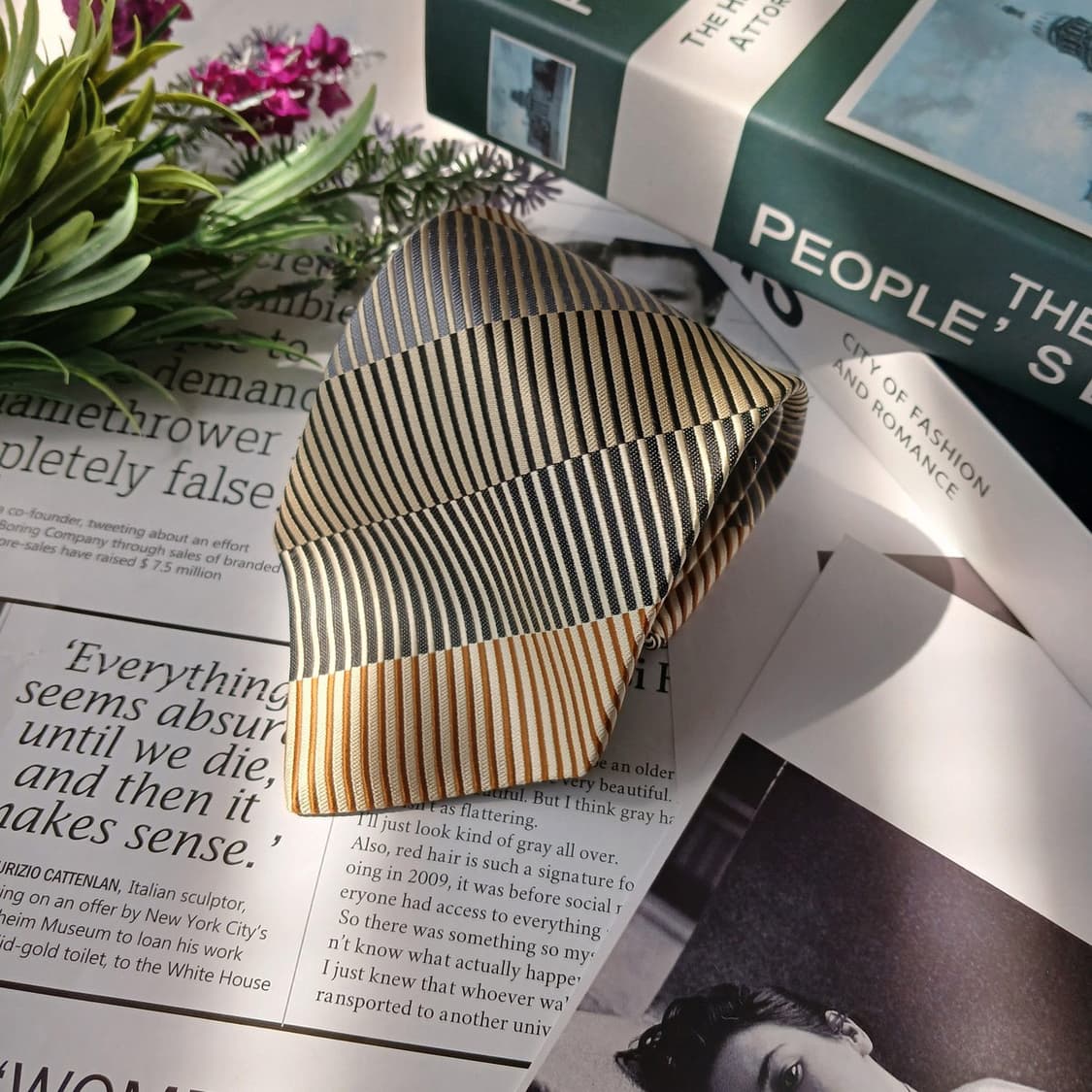 짐톰슨 실크 브라운 스트라이프 넥타이 9.7cm A등급 E847 상품이미지4