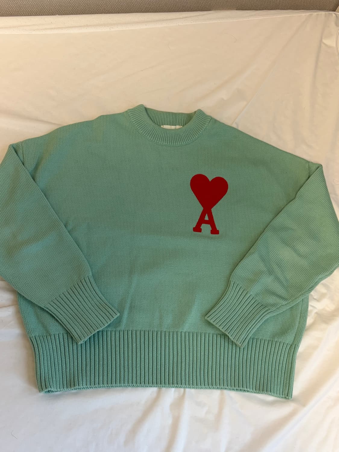 아미 빅 하트 로고 오버사이즈 스웨터 그린 아쿠아 상품이미지1
