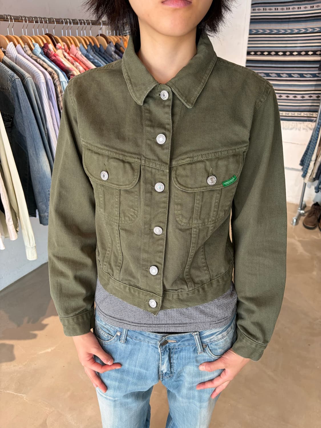 Benetton 블루 패밀리 트러커 자켓 S 상품이미지3