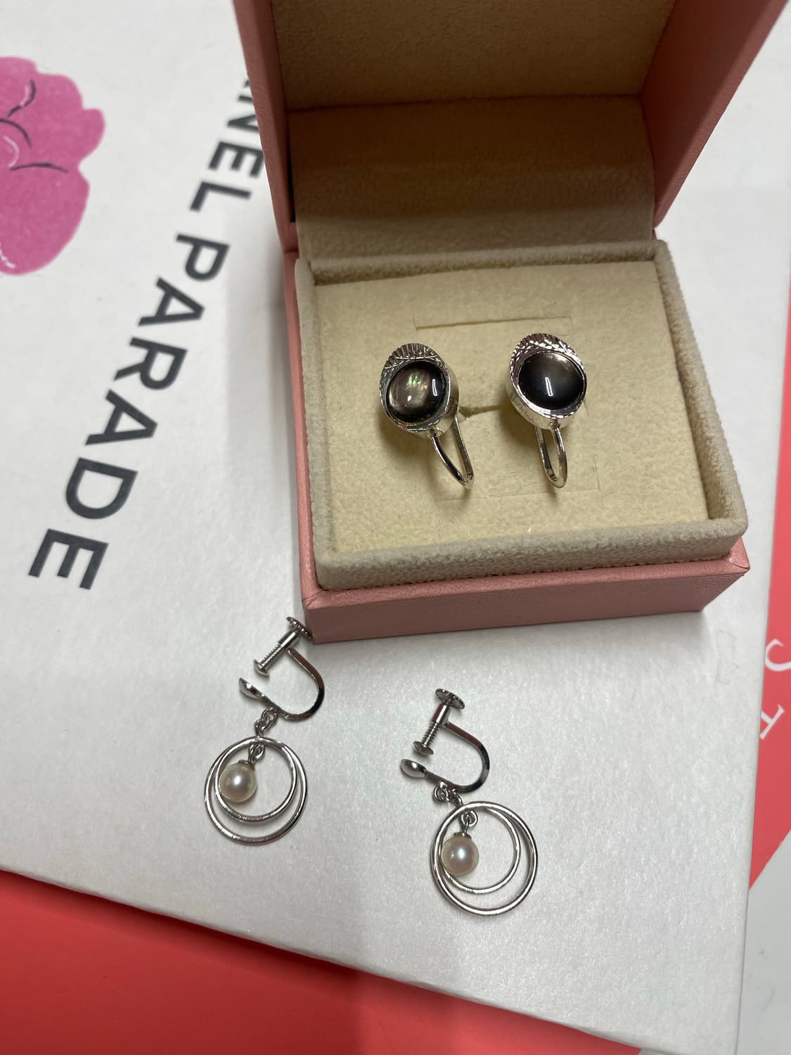 쉘 진주 귀찌형 귀걸이 세트 상품이미지5