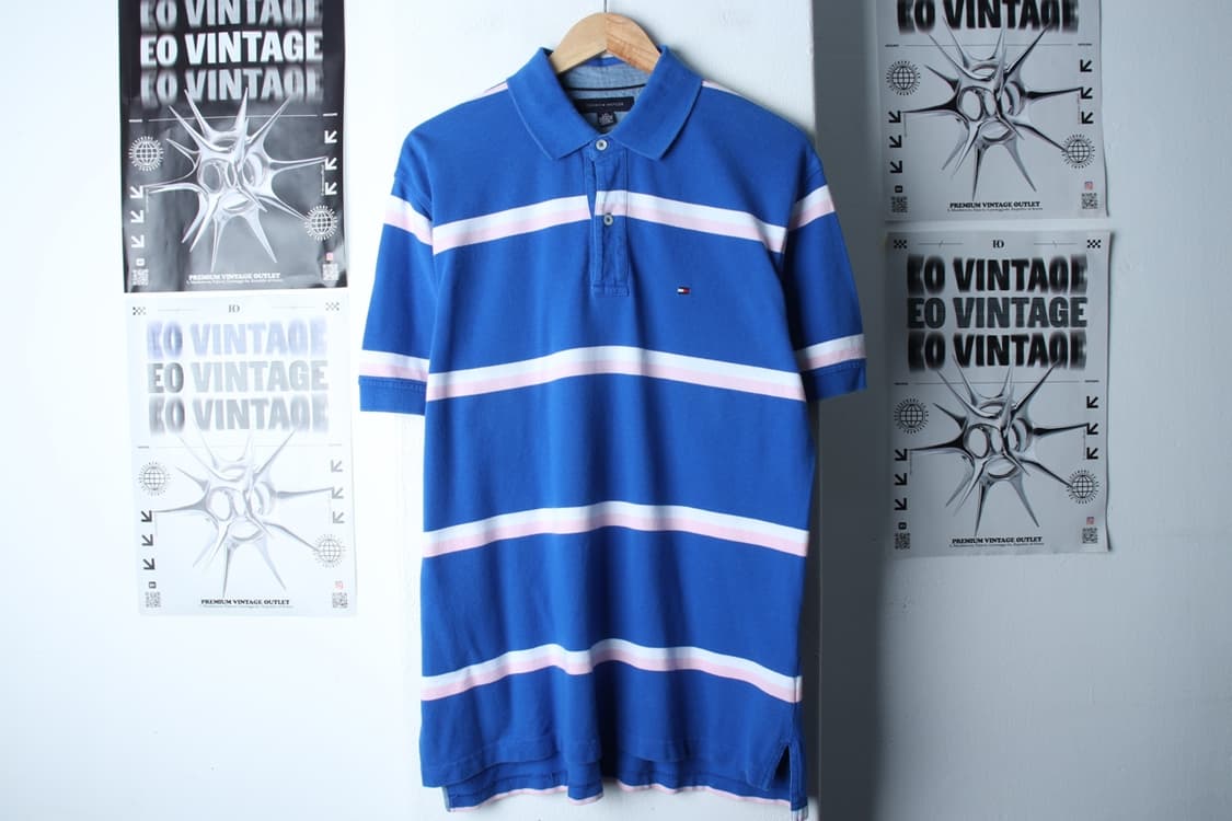 (L-XL) 타미힐피거 반팔 카라 티셔츠 스트라이프 블루-H30289 상품이미지2