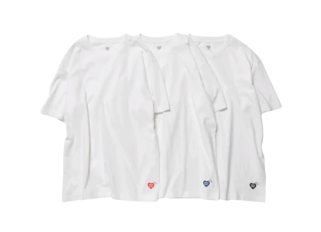 휴먼메이드 하트 티셔츠 2장 XL (검정하트, 빨간하트) 상품이미지1