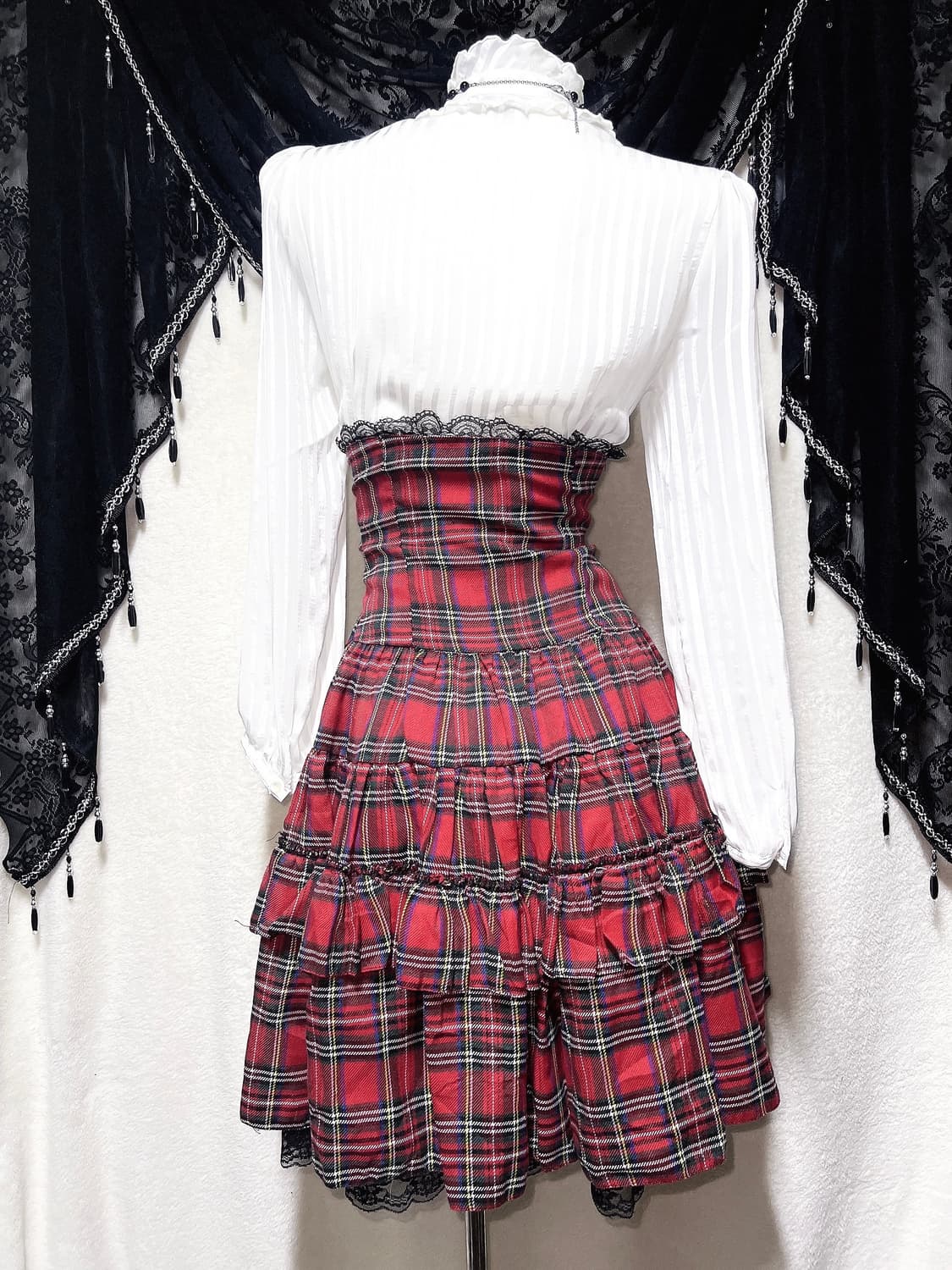 드러그허니 타탄체크 캉캉스커트 코르셋원피스 나나미사 고스펑크 갸루 캐캐체 상품이미지6