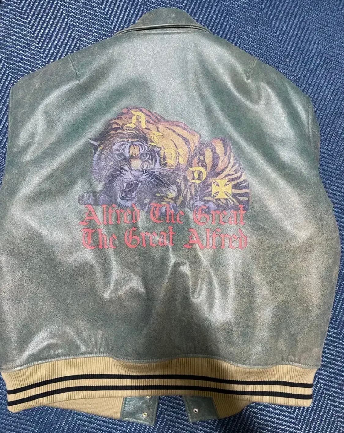 헤리티지플로스 알프레드 타이거 레더 바시티 그린 L 상품이미지5