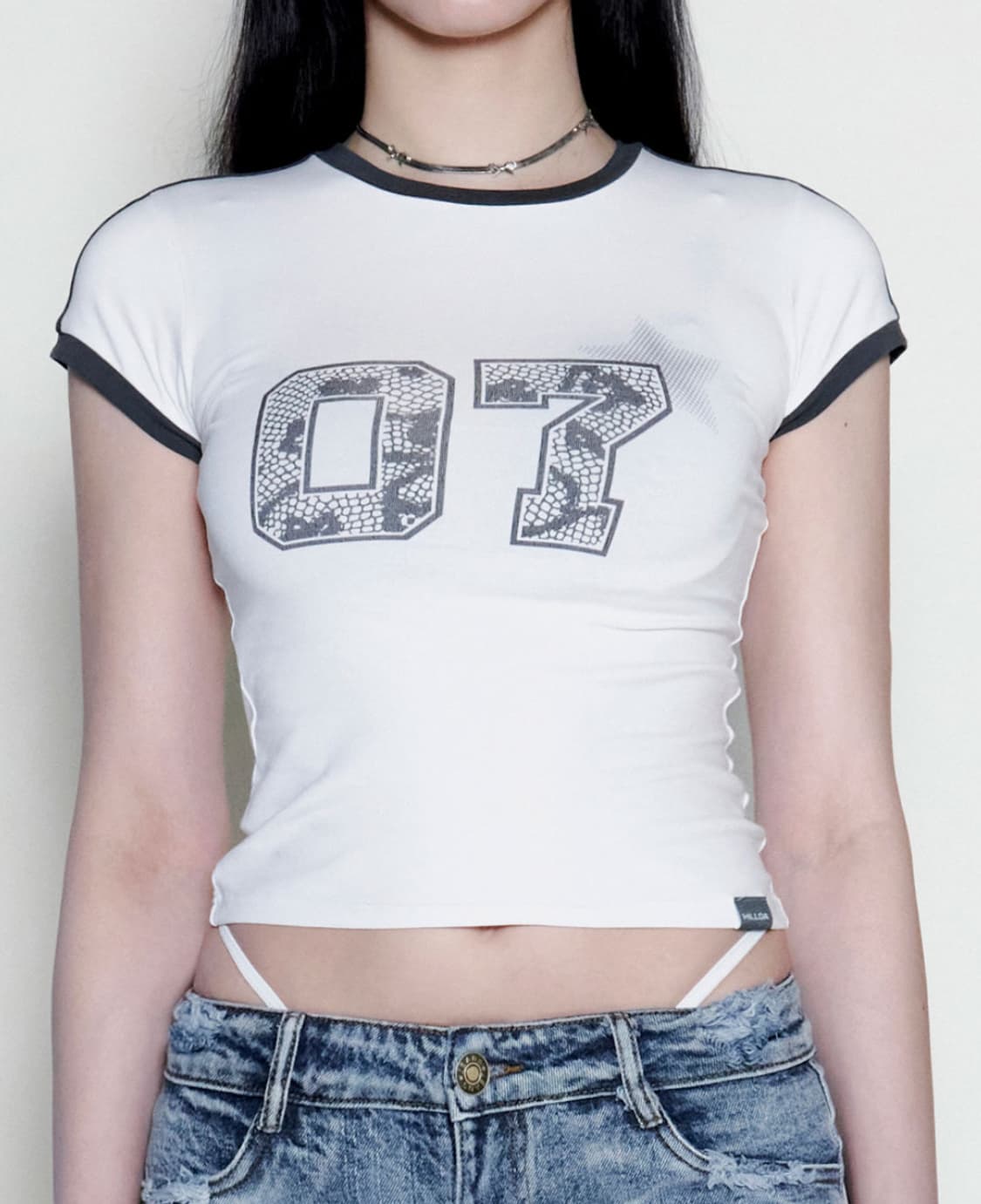 힐다 07스타 슬림티셔츠 화이트 링거티 상품이미지2