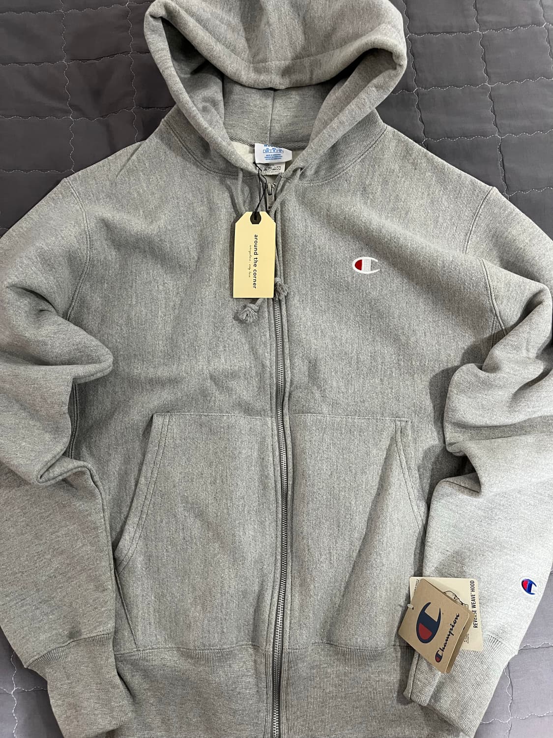 챔피온 리버스 위브 스웻 후드 집업 그레이 M 상품이미지2
