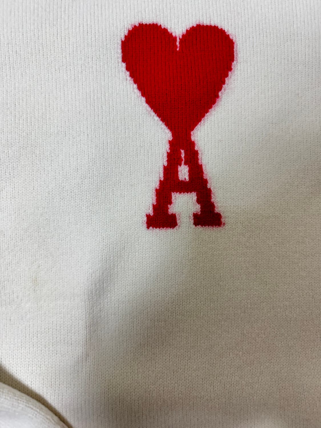 AMI 아미 화이트 하트 인타르시아 오버사이즈 니트 급처 상품이미지3