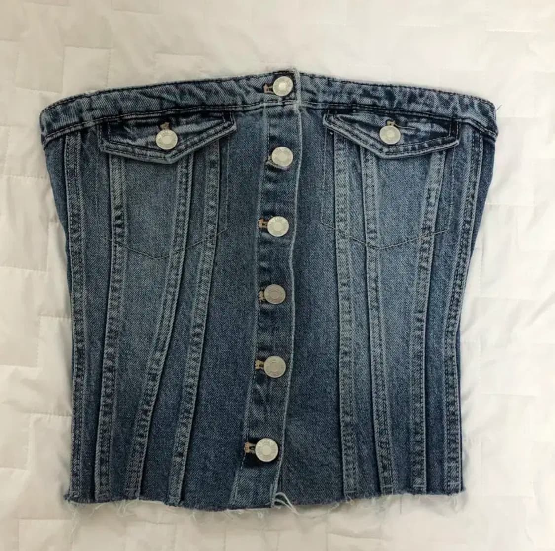 ZARA 자라 TRF 오프 숄더 데님 탑 XS 상품이미지1