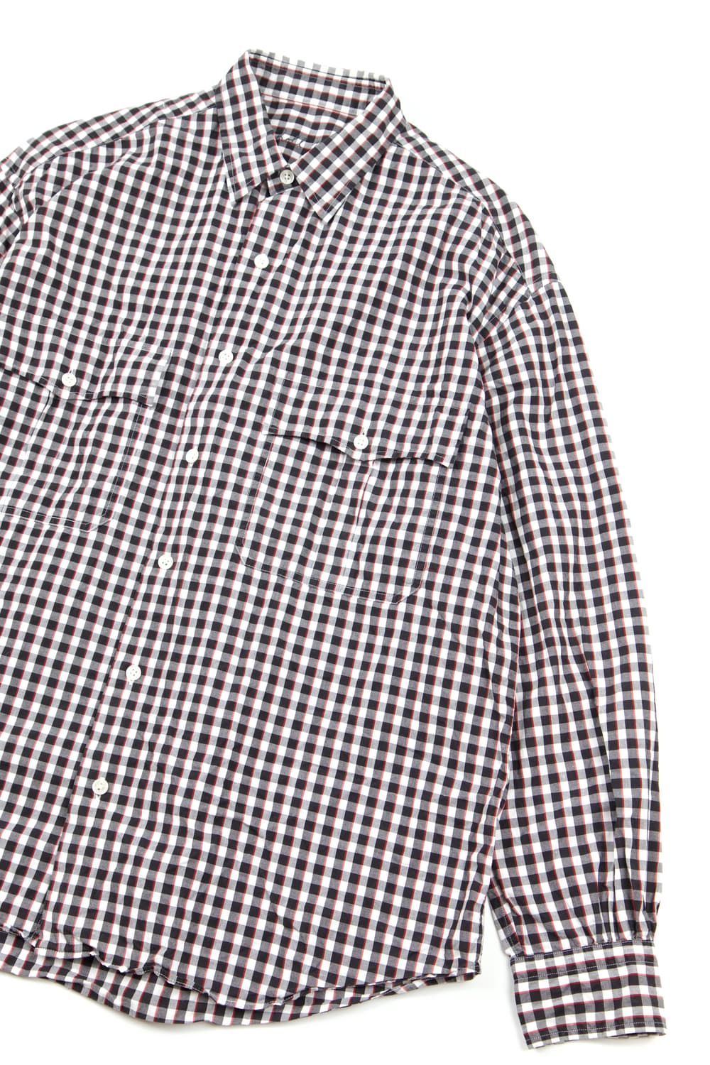 Porter classic 롤업 깅엄 체크셔츠 블랙화이트 상품이미지3