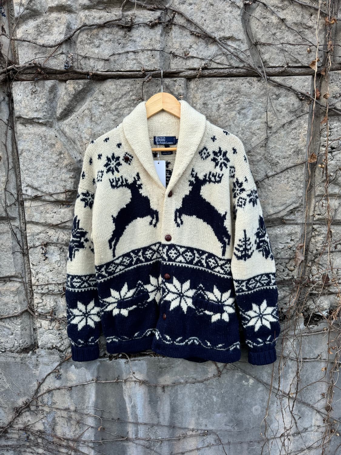 90~00s 폴로 랄프로렌 노르딕 패턴 울 핸드 니트 가디건 s 상품이미지1