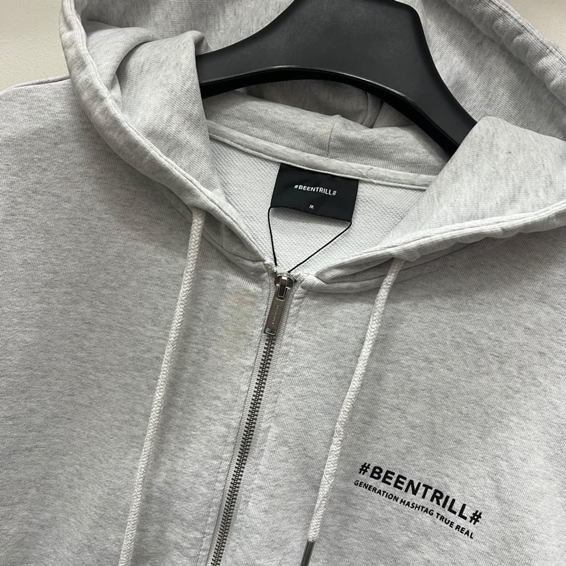 빈트릴 오버핏 투웨이 옐로우 해시태그 후드 집업 M 상품이미지4