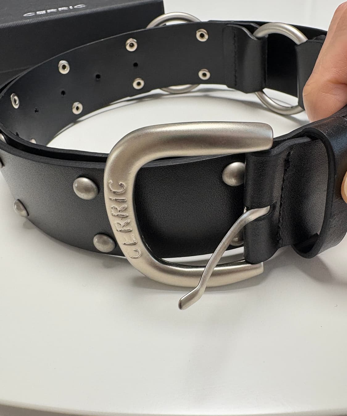 Cerric 세릭 TWO RING RIVET BELT BLACK 상품이미지7