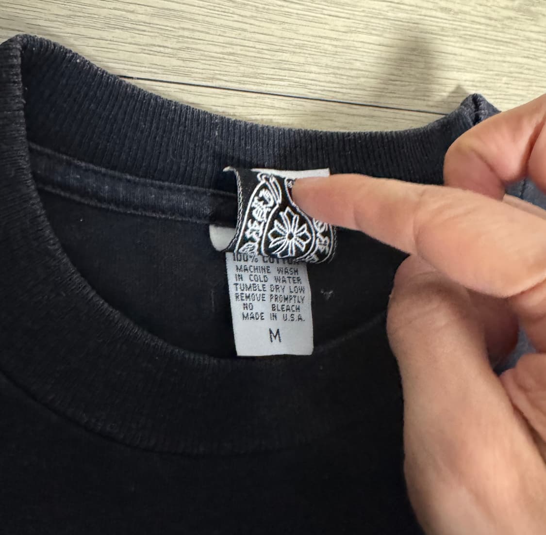 90s~00s 초기 올드 크롬하츠 LA 빈티지 반팔 티셔츠 블랙 M 상품이미지5