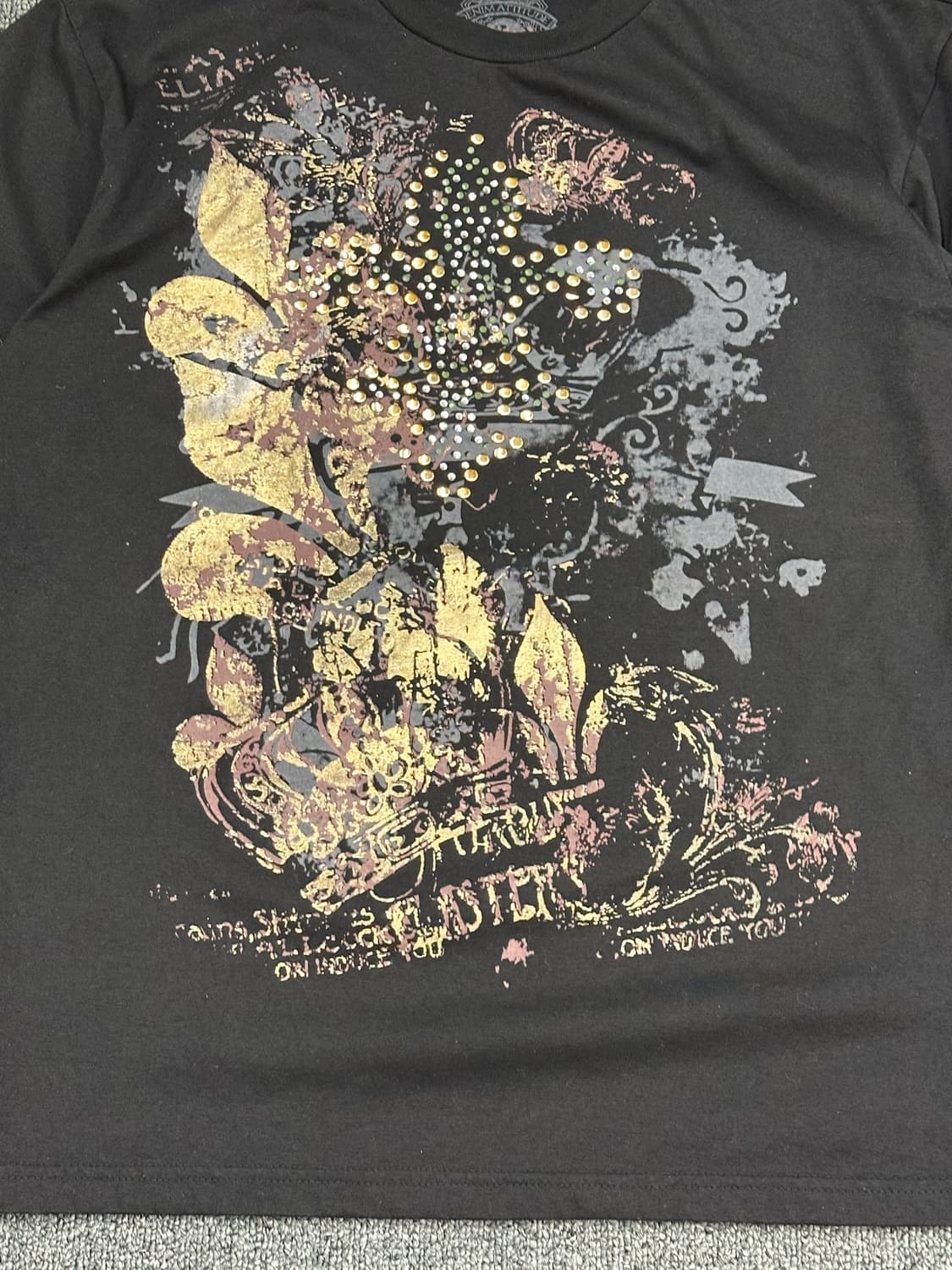 L)Denim Attitude 빈티지 Y2K 큐빅 프린팅 반팔 상품이미지4