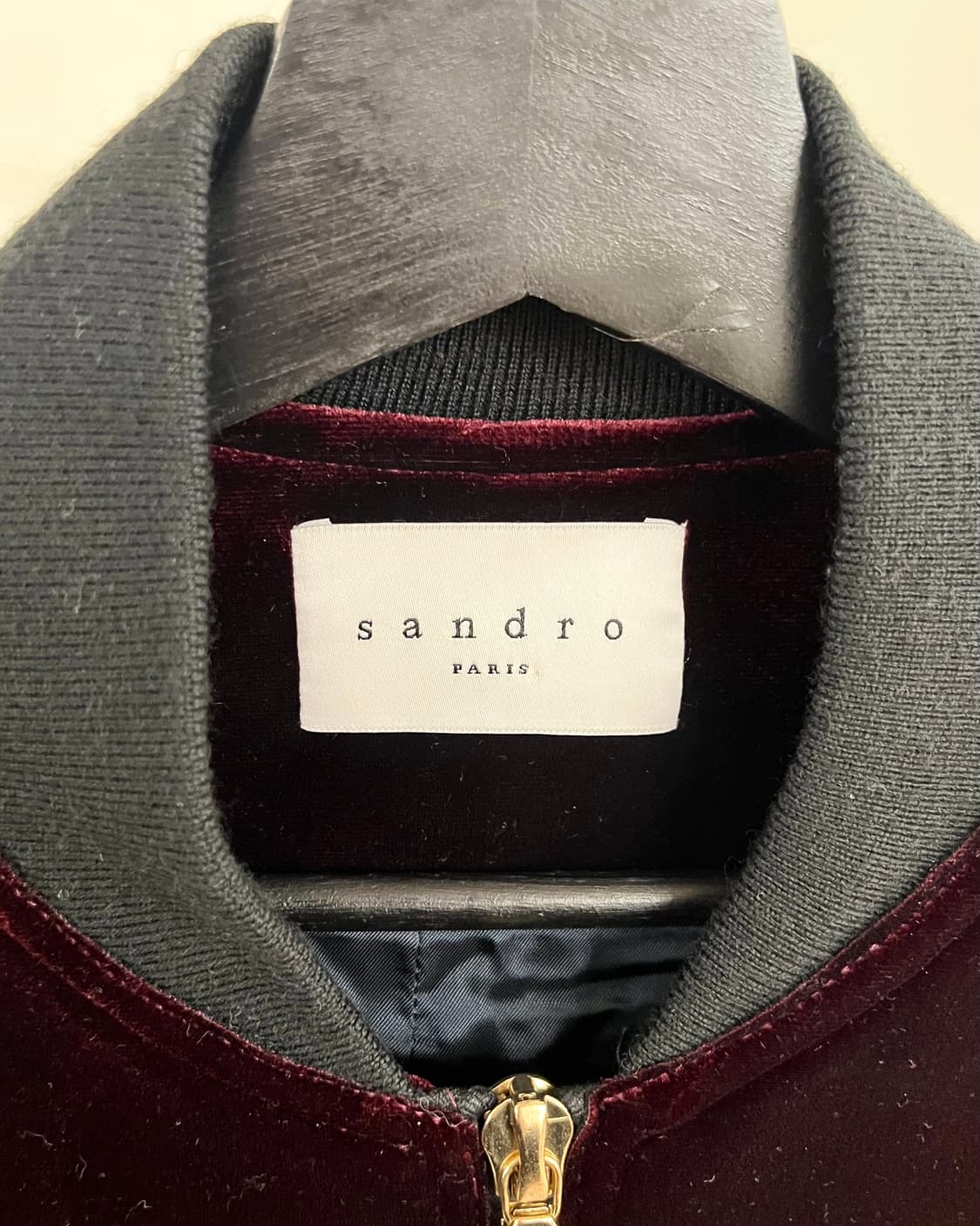 산드로 버건디 벨벳 봄버 자켓 상품이미지7