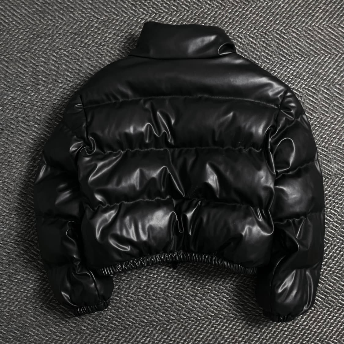 FANDY LOKAR 블랙 레더 크롭 숏패딩o 4710 상품이미지5