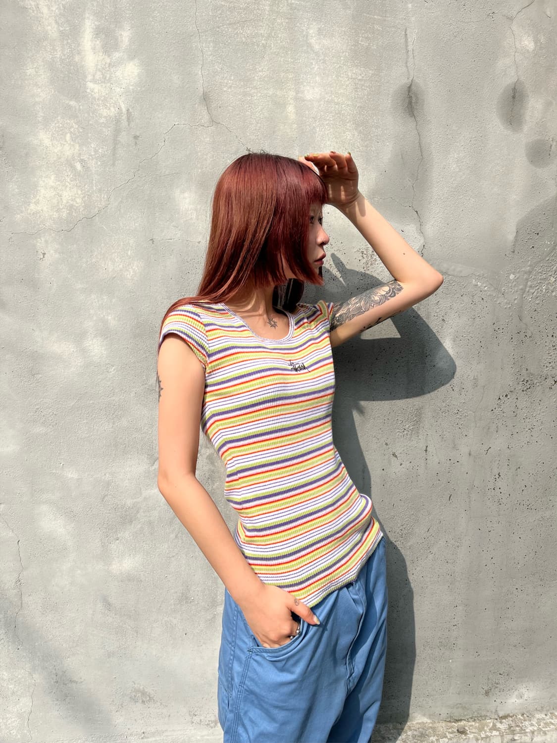 스투시 스트라이프 반팔탑 상품이미지5