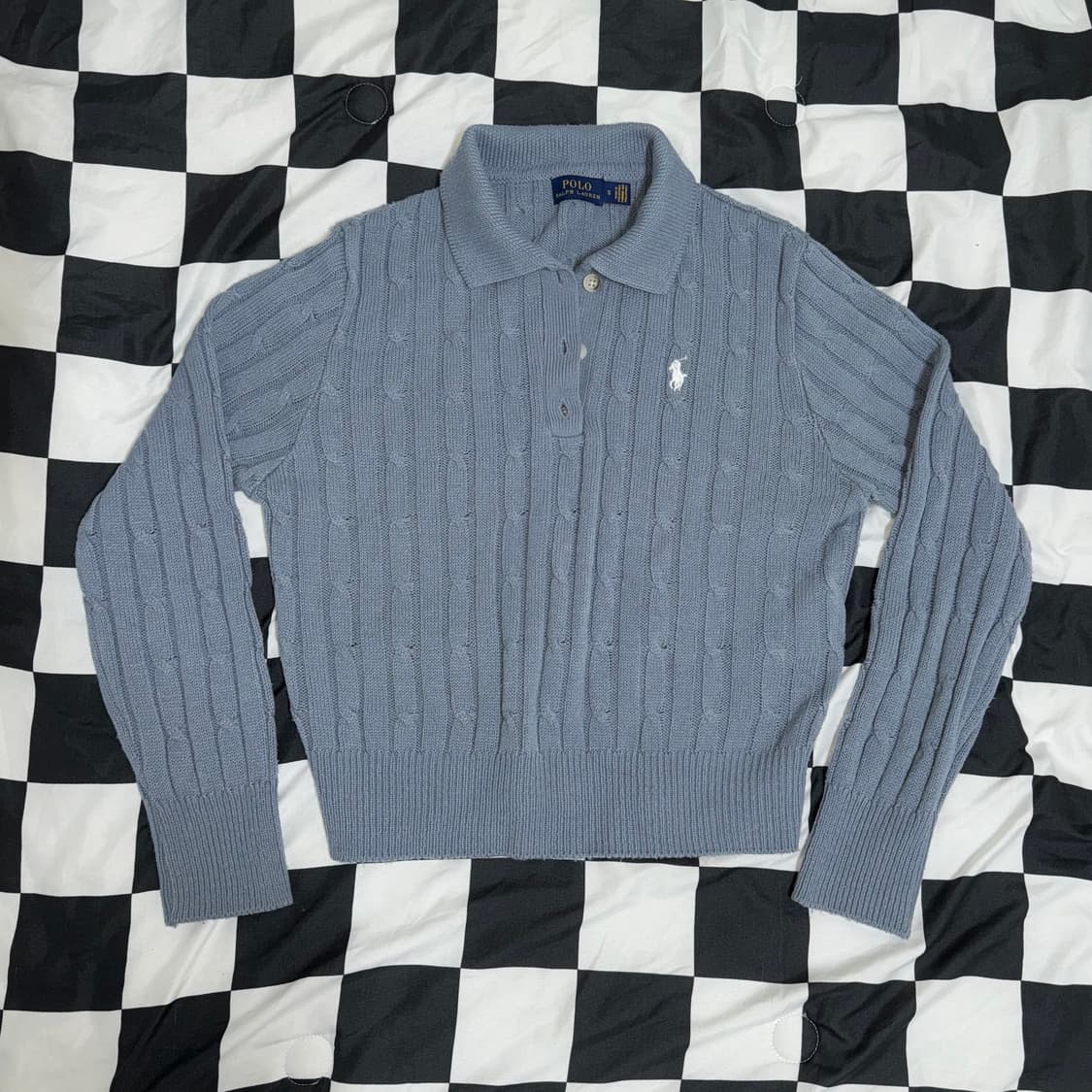 폴로 랄프로렌 케이블 크롭 카라 니트 상품이미지1