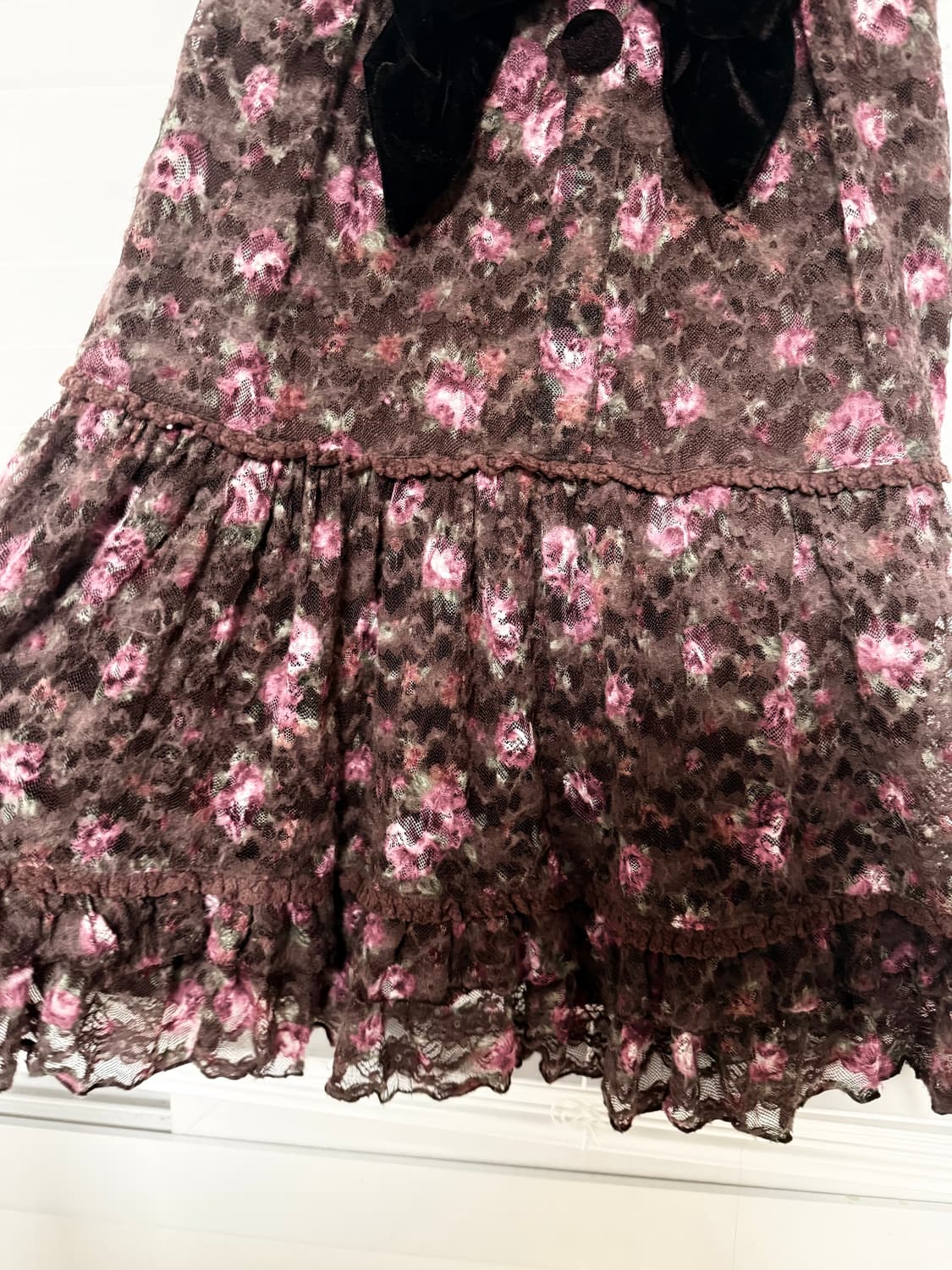 리즈리사 초코 플로럴 리본 레이스 원피스 큐롯 히메갸루 라떼갸루 플라워 상품이미지1