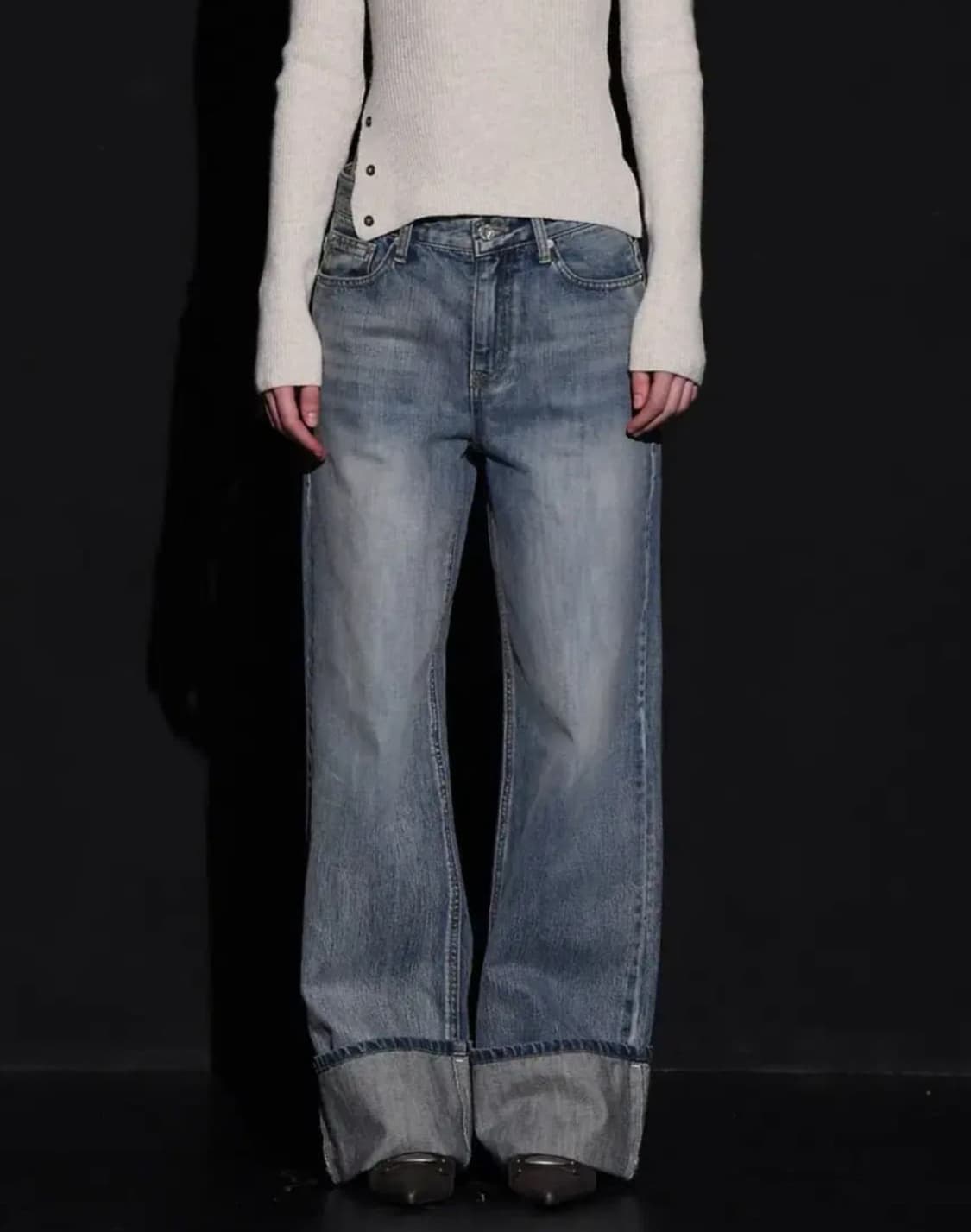 보헤미안서울 와이드 롤업 데님 팬츠 S 상품이미지1