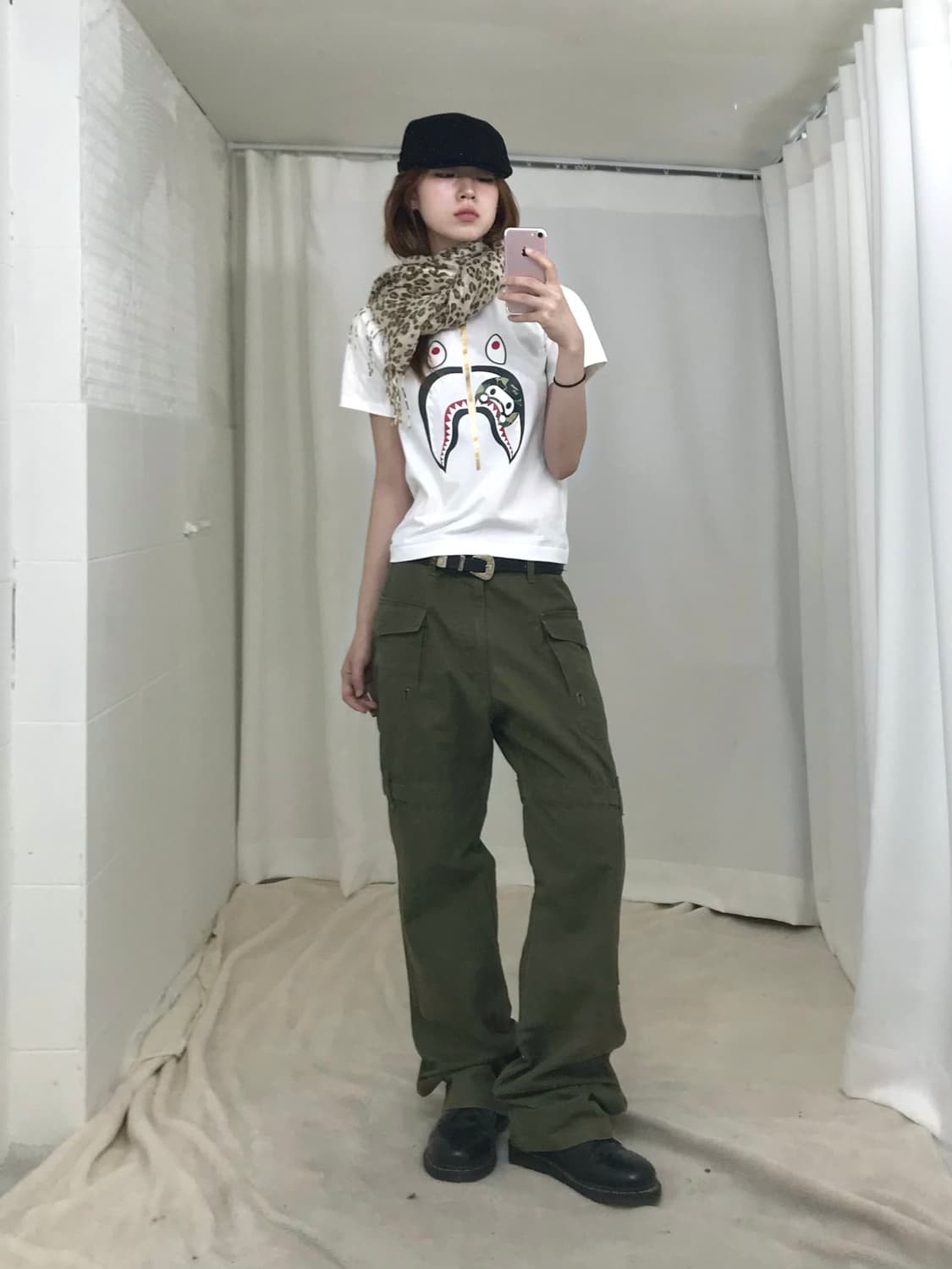 🐆 베이프 샤크 마일로 카키 시크 스트릿 코디 세트 상품이미지1